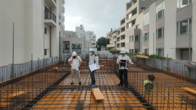 鉄筋コンクリート造賃貸マンション建設事例　3階床スラブ配筋検査