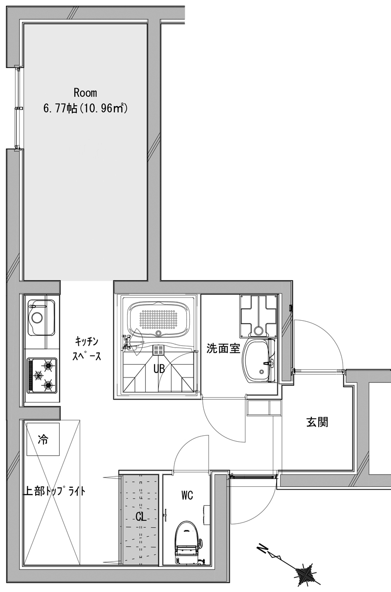 プラン｜新築コンクリート打放しデザイナーズマンション　新宿区市ヶ谷　タイプAのご紹介建設事例です。