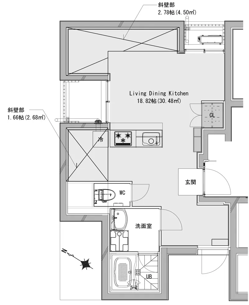 プランＥ｜新築コンクリート打放しデザイナーズマンション　新宿区市ヶ谷　タイプEのご紹介建設事例です。