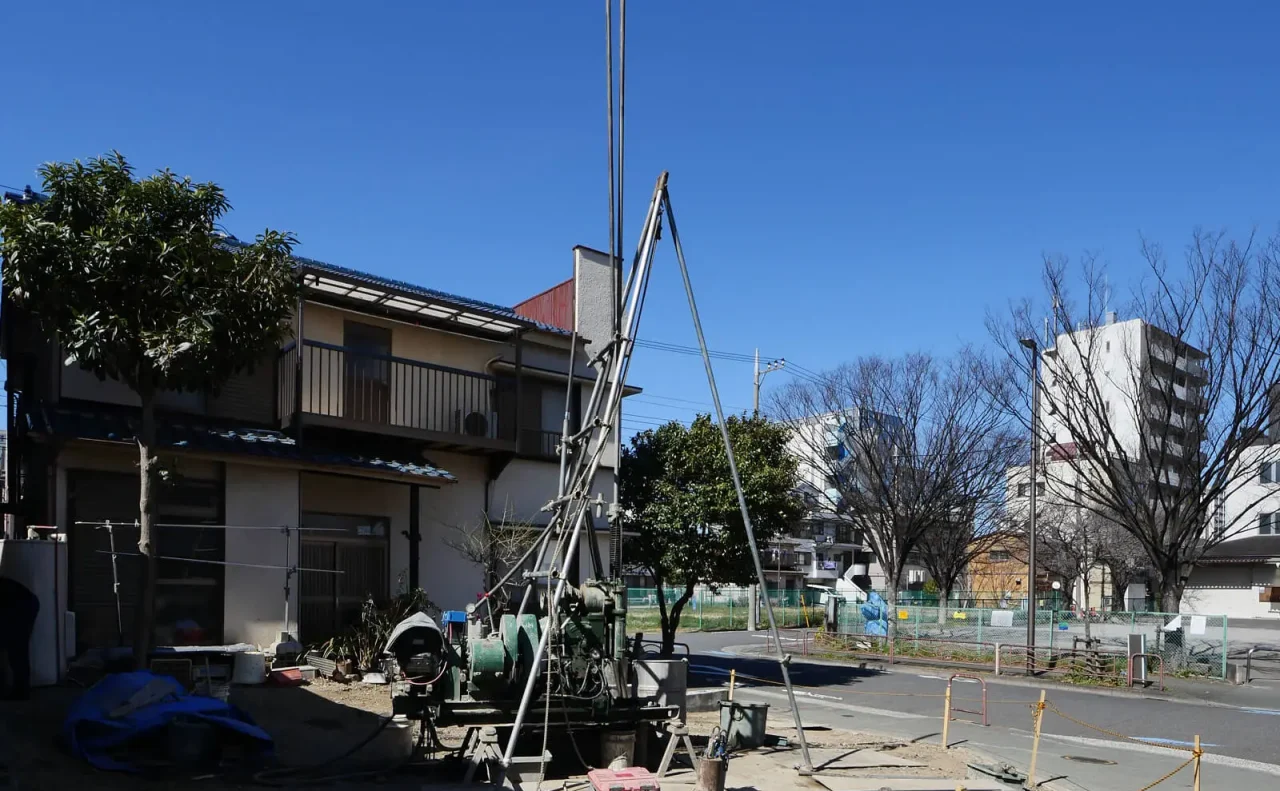 ボーリング土質調査が始まりました。｜鉄筋コンクリート造4階建てのオフィスビル