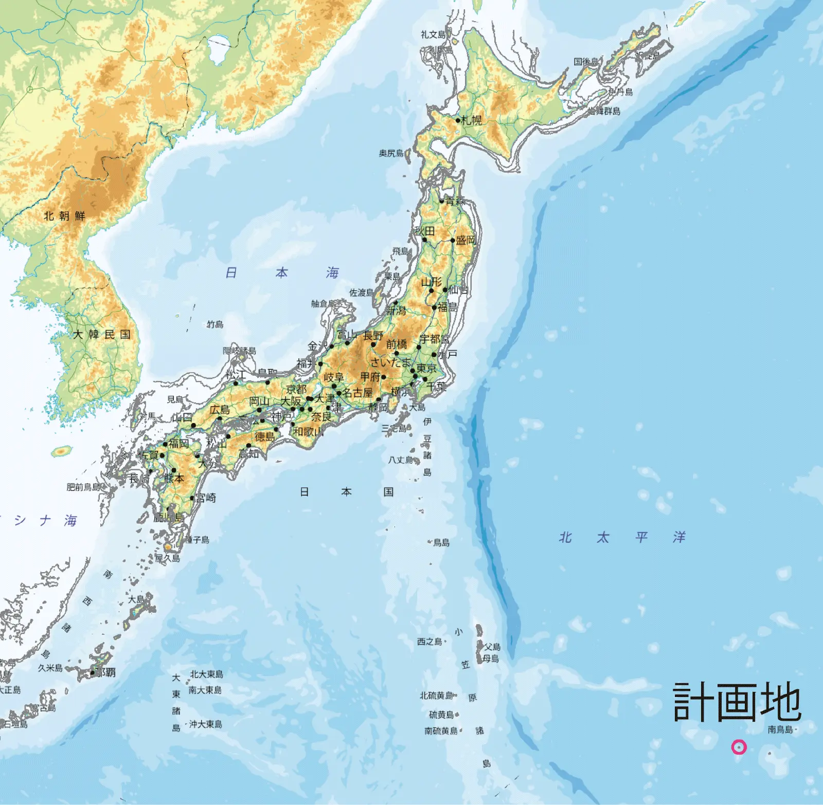 陸域から約1,800km離れた立地を前提とすることで、万一の事故時における影響範囲を物理的に限定する条件を想定する。